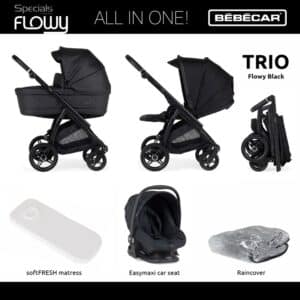 Bebecar Flowy Trio Travel System Black Black