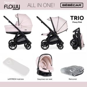 Bebecar Flowy Trio Travel System Pink Black