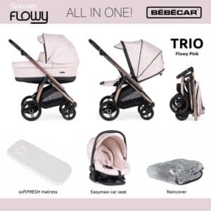 Bebecar Flowy Trio Travel System Pink Fume Rose