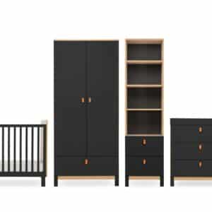 CuddleCo Rafi 4 Piece Nursery Furniture Set - Oak and Black